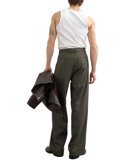 Topman Stripe Straight Pleated Trousers, Charcoal - view 2, Charcoal