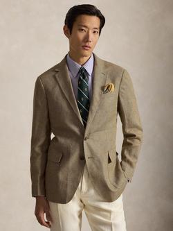 Ralph Lauren Modern Fit Glen Plaid Linen Blend Blazer, Tan/Brown, Tan/Brown
