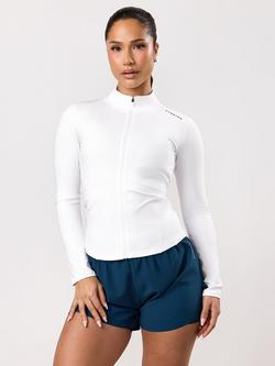 Gym King Dynamic Full Zip Funnel Top, White, White