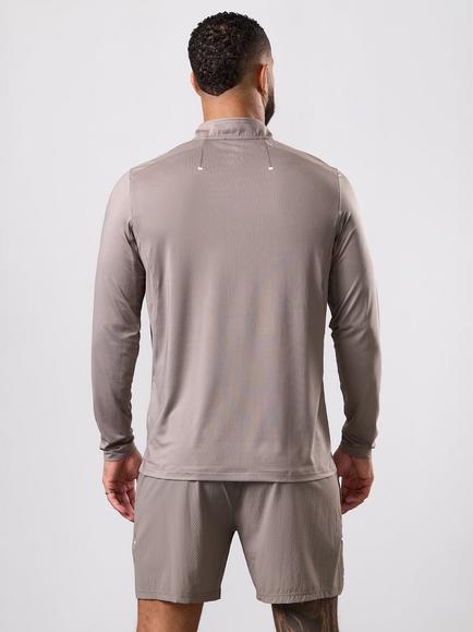 Gym King Energise Quarter Zip Sports Top, Truffle - view 2, Truffle