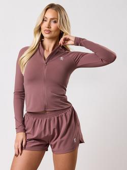Gym King 365 Sports Funnel Neck Top, Brown Plum
