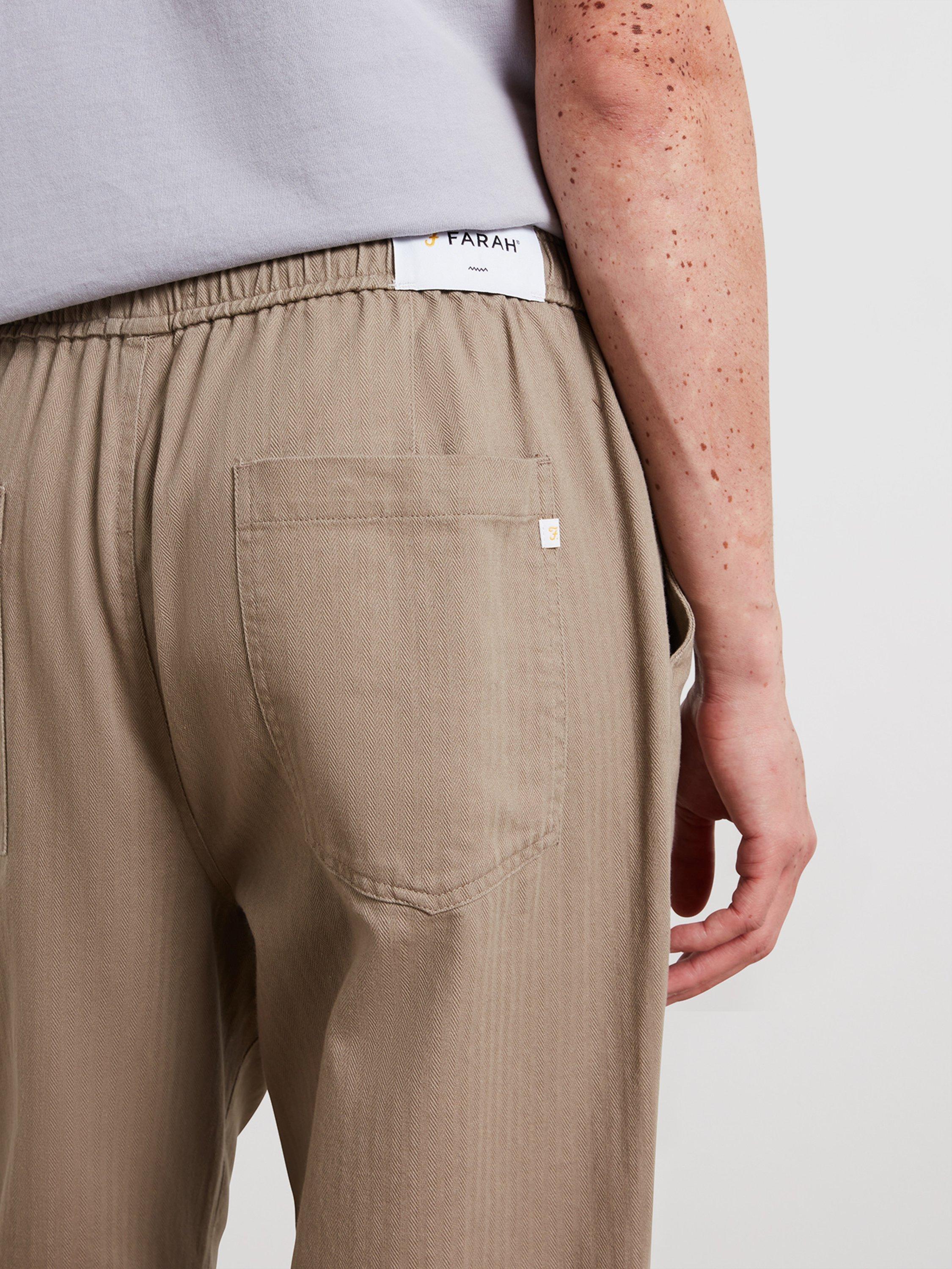 Product image 4 of 4, which shows Farah Cotton Elasticated Waist Trousers, Ashen Taupe, L