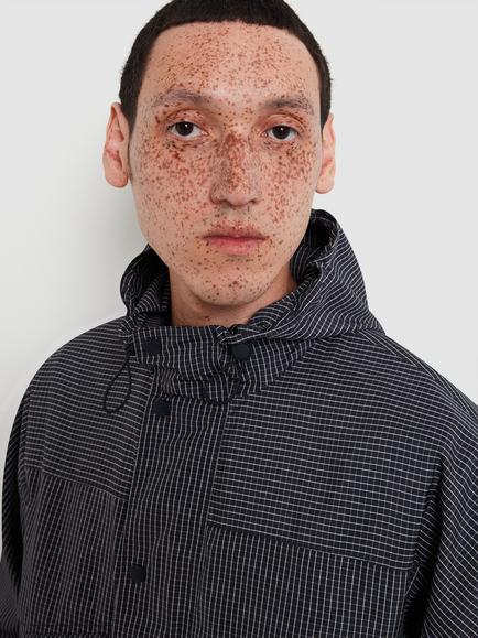 Farah Shenley Check Hooded Jacket, True Navy - view 2, True Navy