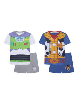 Brand Threads Kids' Disney Toy Story Short Pyjama Set, Pack of 2, Multi, Multi