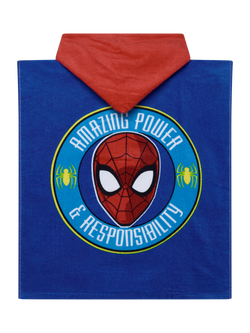 Brand Threads Kids' Spiderman Poncho, Blue - view 2, Blue