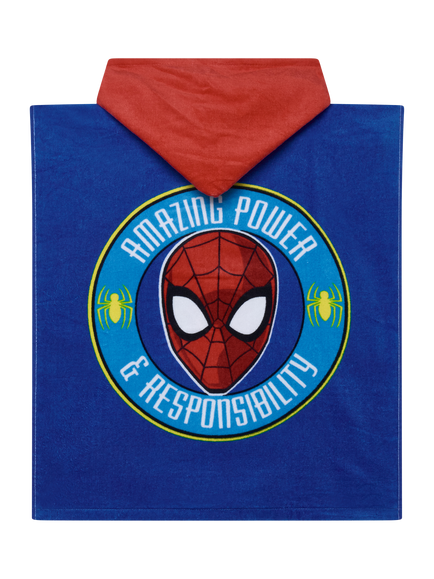Brand Threads Kids' Spiderman Poncho, Blue - view 2, Blue