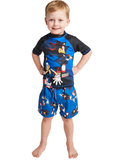 Brand Threads Kids' Sonic The Hedgehog Rash Vest & Shorts Set, Blue, Blue