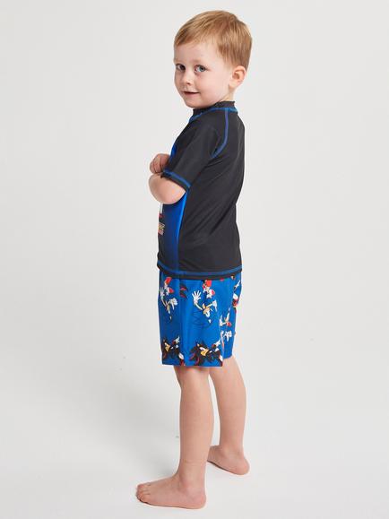 Brand Threads Kids' Sonic The Hedgehog Rash Vest & Shorts Set, Blue - view 2, Blue