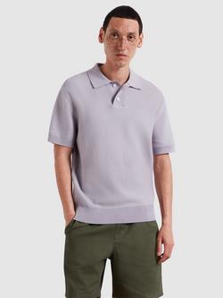 Farah Cotton Loose Fit Short Sleeve Polo Shirt, Dusky Lavender