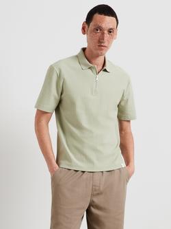 Farah Cotton Rich Loose Fit Short Sleeve Polo Shirt, Green Shade