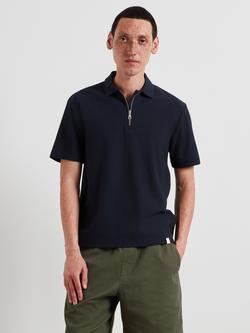 Farah Cotton Rich Loose Fit Short Sleeve Polo Shirt, True Navy