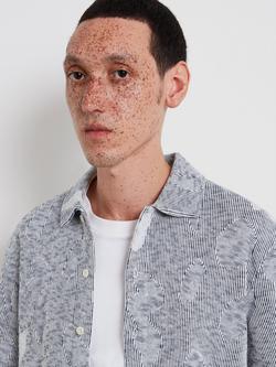 Farah Cotton Loose Fit Jacquard Shirt, Yale - view 2, Yale