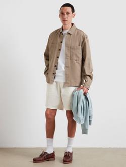 Farah Cotton Regular Fit Herringbone Overshirt, Ashen Taupe - view 2, Ashen Taupe