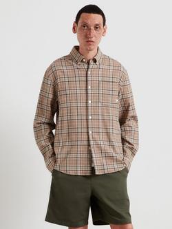 Farah Cotton Rich Dobby Regular Fit Check Shirt, Ashen Taupe, Ashen Taupe