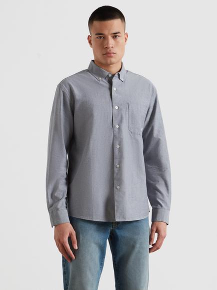 Farah Brewer Cotton Regular Fit Shirt, White/True Navy