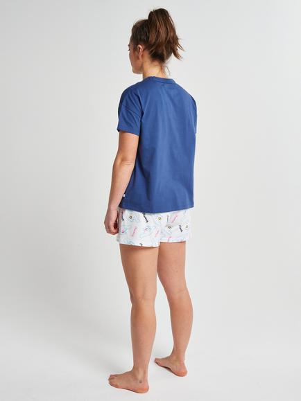 Brand Threads Cotton Cinnamoroll Print Short Pyjama Set, Navy - view 2, Navy
