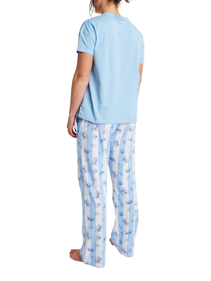 Brand Threads Lilo & Stitch Short Sleeve Pyjama Set, Blue - view 2, Blue