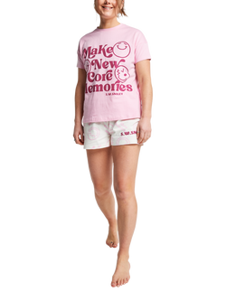 Brand Threads Smiley Short Pyjamas, Pink, Pink
