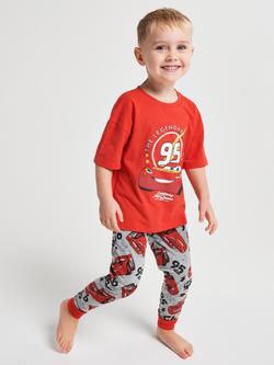 Brand Threads Kids' Short Sleeve Cars Print Pyjama Set, Red, Red