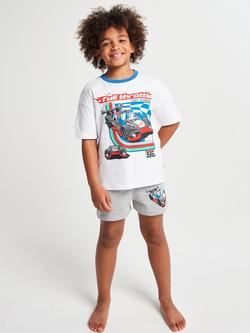 Brand Threads Kids' Hot Wheel Short Pyjama Set, White, White