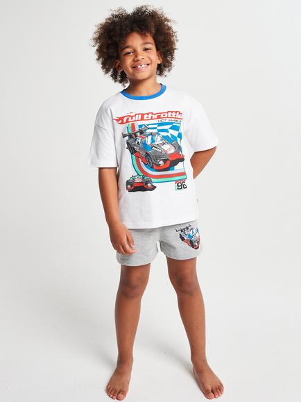 Brand Threads Kids' Hot Wheel Short Pyjama Set, White, White