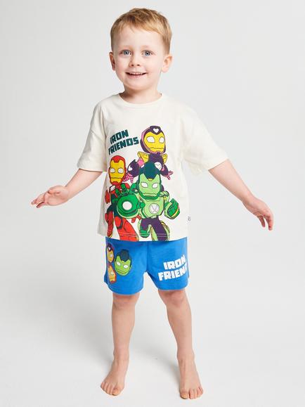 Brand Threads Kids' Iron Man Cotton Short Pyjama Set, Multi, Multi