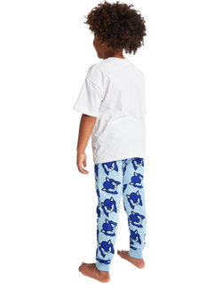 Brand Threads Kids' Sonic The Hedgehog Cotton Long Pyjama Set, Blue - view 2, Blue