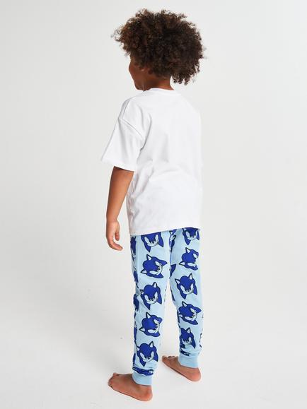 Brand Threads Kids' Sonic The Hedgehog Cotton Long Pyjama Set, Blue - view 2, Blue