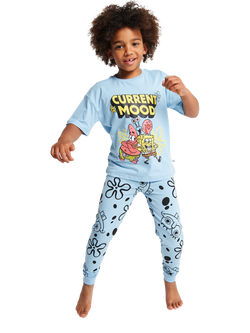 Brand Threads Kids' SpongeBob SquarePants Short Sleeved Pyjama Set, Blue, Blue