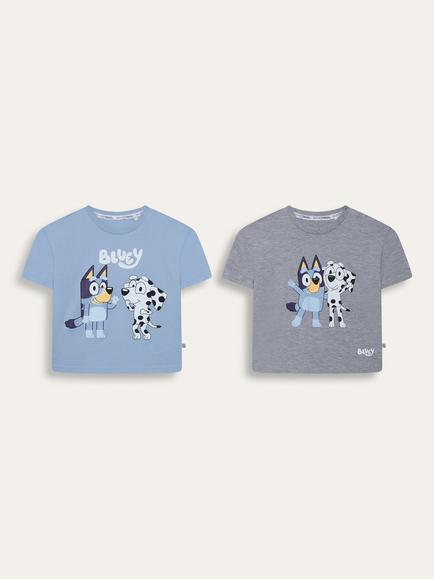 Brand Threads Kids' Short Sleeve Bluey Print T-Shirt, Pack of 2, Multi, Multi
