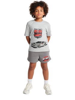 Brand Thread Kids' Hot Wheels Cotton T-shirt & Shorts Set, Grey, Grey
