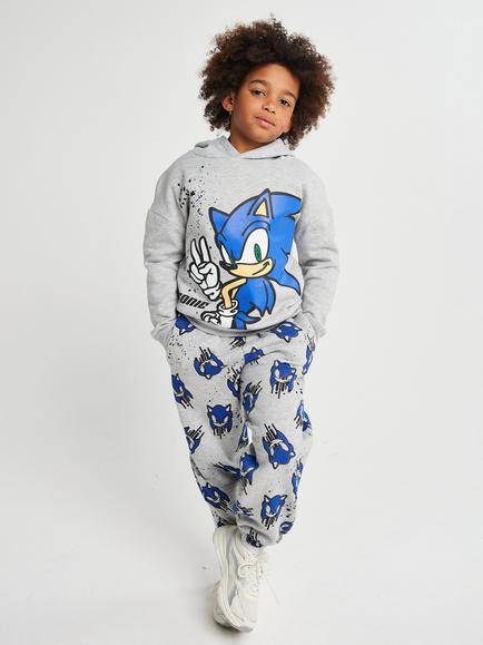 Brand Threads Kids' Sonic The Hedgehog Hoodie and Jogger Set, Grey, Grey
