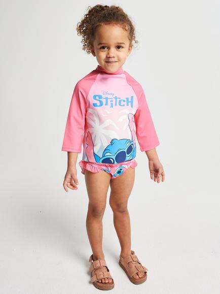 Brand Threads Kids' Frozen Elsa Long Sleeve Swim Set, Pink, Pink