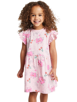 Brand Threads Kids' Peppa Pig Cotton Dress & Hoodie Set, Pink, Pink
