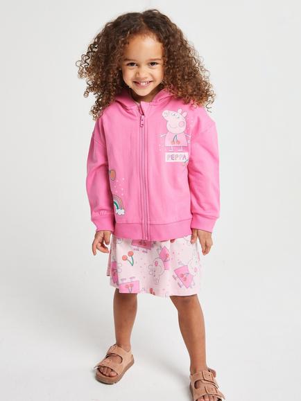 Brand Threads Kids' Peppa Pig Cotton Dress & Hoodie Set, Pink - view 2, Pink