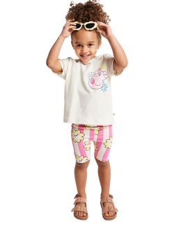 Brand Threads Kids' Peppa Pig Cotton T-Shirt & Shorts Set, Multi, Multi
