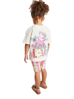 Brand Threads Kids' Peppa Pig Cotton T-Shirt & Shorts Set, Multi - view 2, Multi
