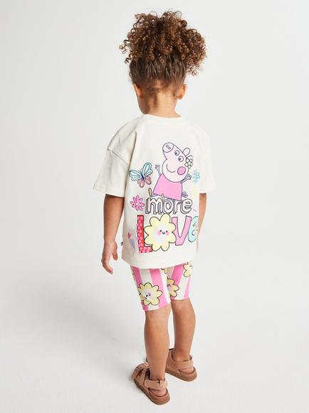 Brand Threads Kids' Peppa Pig Cotton T-Shirt & Shorts Set, Multi - view 2, Multi