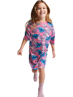 Brand Threads Kids' Disney Stitch Nightdress, Pack of 2, Pink - view 2, Pink