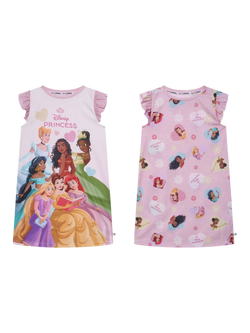 Brand Threads Kids' Disney Princess Nightdress, Pack of 2, Pink, Pink