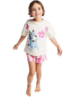 Brand Threads Kids' Bluey Cotton Short Pyjama Set, Multi, Multi