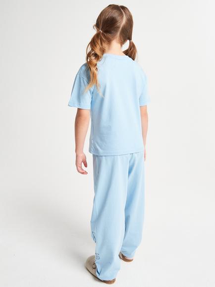 Brand Threads Kids' Angel & Stitch Cotton Long Pyjama Set, Blue - view 2, Blue