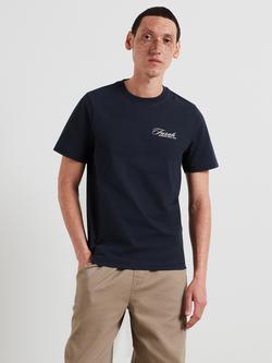 Farah Heavyweight Cotton Regular Fit Short Sleeve Graphic T-Shirt, True Navy