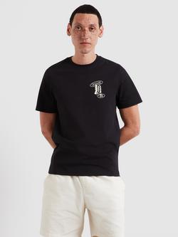 Farah Cotton Regular Fit Short Sleeve Graphic T-Shirt, Black
