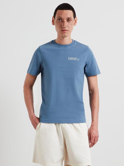 Farah Cotton Regular Fit Lucky Lion Graphic T-Shirt, Blue Tide