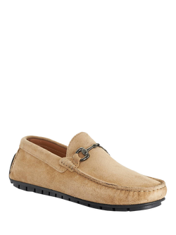Dune London Brackon Suede Snaffle Trim Moccasin Loafers, Taupe - view 2, Taupe