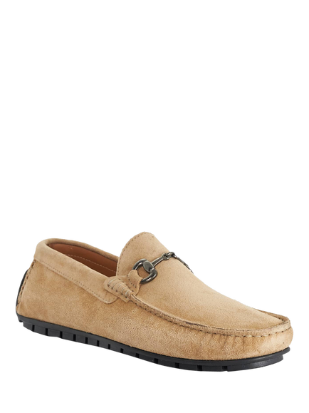 Dune London Brackon Suede Snaffle Trim Moccasin Loafers, Taupe - view 2, Taupe