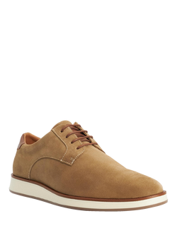 Dune London Bow Lace-Up Suede Hybrid Gibson Shoes, Taupe - view 2, Taupe