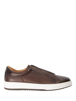 Dune London Troys Leather Laceless Cupsole Trainers - view 2, Brown