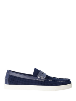 Dune London Benzy Stitch Detail Casual Loafers, Navy